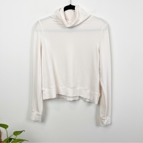 Athleta Cream Cropped Funnel Neck Top In Nirvana- STall - Picture 3 of 12